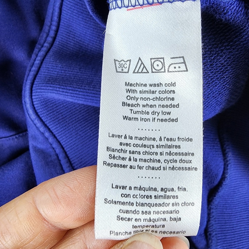 Vintage Polaris Hoodie Mens L Blue Red Color Block Snowmobile Racing Logo - Picture 9 of 9